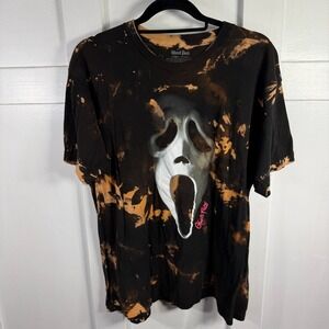 Ghost Face The Icon of Halloween T Shirt Black Bleached Tie Dye XL